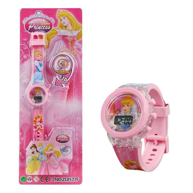 Flash Light Frozen Mickey Kids Watches For Girls Cartoon Snow White Car Children Watch Boys School Student Digitel Clock Gift