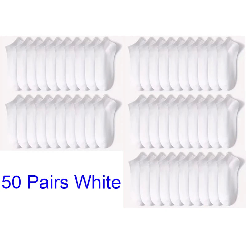 5/10-Pack Unisex Comfort-Fit Ankle Socks For All, Breathable & Lightweight - Ideal For Sports & Daily Wear - 50Pairs White