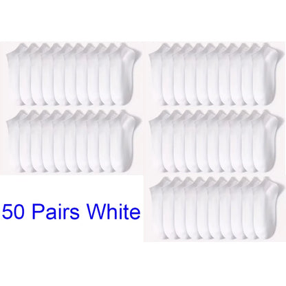 5/10-Pack Unisex Comfort-Fit Ankle Socks For All, Breathable & Lightweight - Ideal For Sports & Daily Wear - 50Pairs White