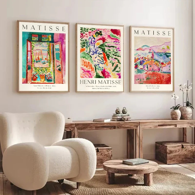 Vintage Abstract Matisse Exhibition Mid Century Landscape Wall Art Posters Canvas Painting Prints Pictures for Room Home Deco