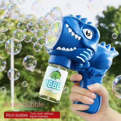 6-hole Dinosaur Bubble Machine Electric Bubble Gun with Light Fully Automatic Bubble Gun Automatic Soap Blower Outdoor Game T