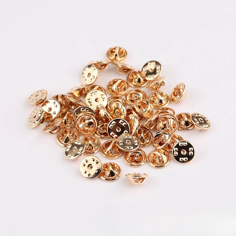 10 pieces/pack Safety Brooches Lock Locking Clasp Metal Pins Back Button Buckle Bulk Pin Keepers Brooch base Jewelry Accessor