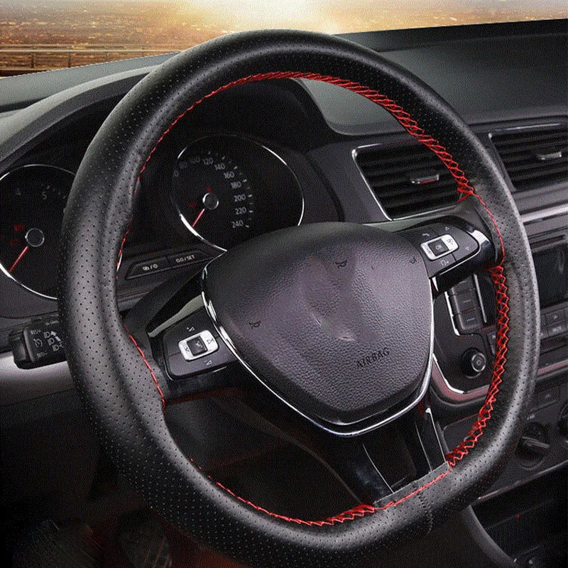 Car Steering Wheel Cover Needles And Braid Thread Artificial Leather Car Covers Suite 3 Color DIY Texture Soft Auto Accessori