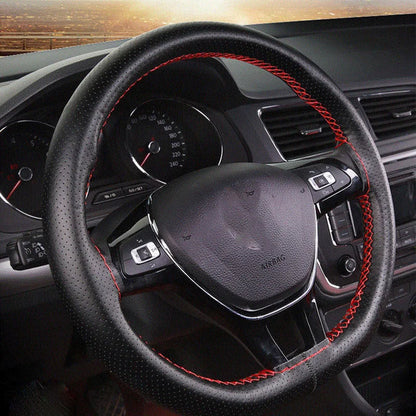 Car Steering Wheel Cover Needles And Braid Thread Artificial Leather Car Covers Suite 3 Color DIY Texture Soft Auto Accessori