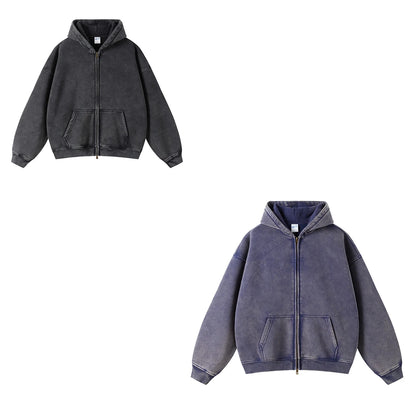 Batik fleece zippered hoodie