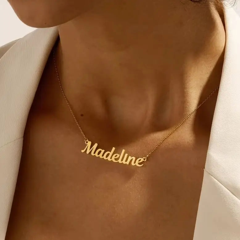 Custom Name Necklace for Women Personalised Cursive Letter Pendant Stainless Steel Jewelry Men Chain Choker Collar Personaliz