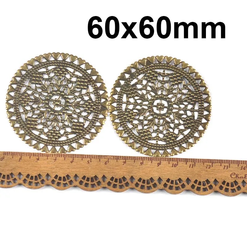 Round Flowers Filigree Wraps Connectors Metal Crafts Supplies For DIY Jewelry Accessories Findings Making Scrapbook Home Deco