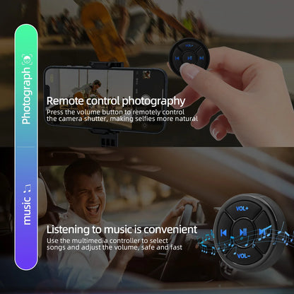 Music Player Steering Wheel Wireless Bluetooth-compatible Remote Control Media
