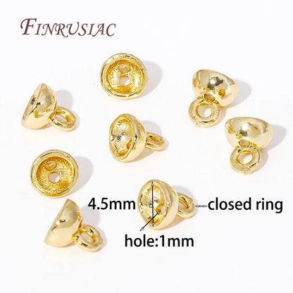 10/20Pcs 18k Real Gold Plated End Cap For Jewelry,Crimp Beads,Jewelry Making Materials,Clam Shell Bead Tip,DIY Accessories