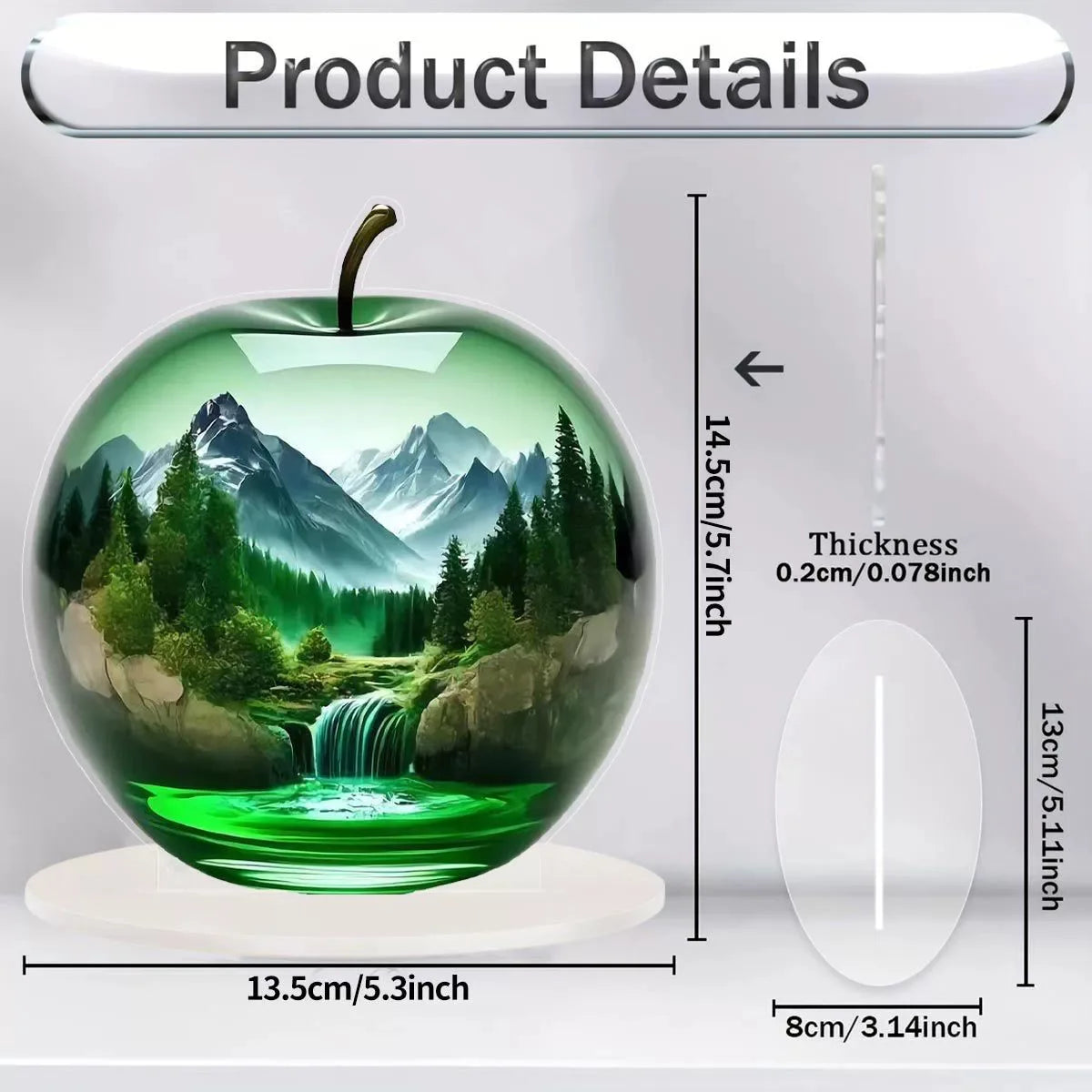 2D Acrylic Apple Landscape Desktop Decoration Ornament Home Living Room Entrance Tabletop Decoration Office Table Ornament - 