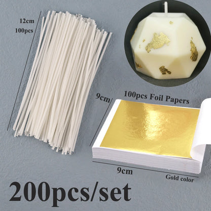 Smokeless Candle Wicks 2.6-20cm Pre-Waxed Cotton Core Wicks with Metal Sustainer Tabs DIY Handmade Candle Making Tools - 12cm