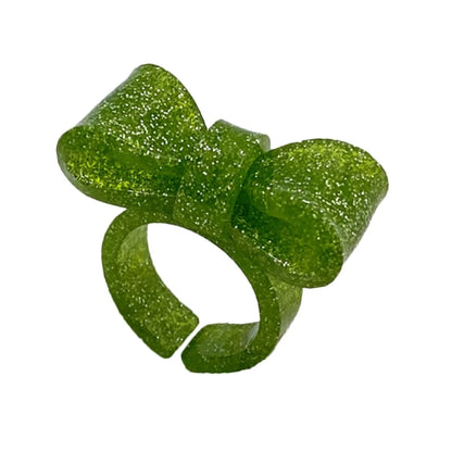Resin Rings Dumpy Acrylic Rings Bowknot Rings Aesthetic Trendy Colorful Open Rings Statement Jewelry Bow Rings for Women - gl