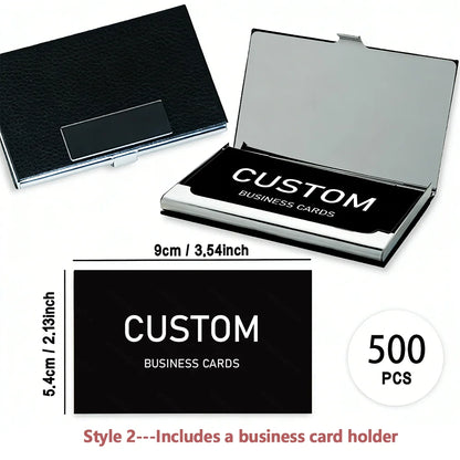 200/500/1000pcs Customizable Cards, Personalized Business Cards with Acrylic Storage Box, Matte Film Thank You Invitations