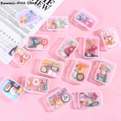 5PCS 1:12 Scale Cute Mini Dollhouse Miniature Drink Bottle Cake Desserts Bento Food Pretend Play Food Toy Kitchen Accessories