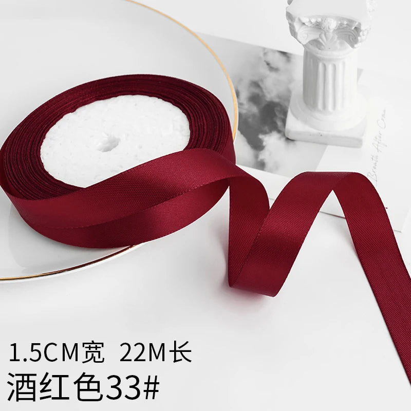 Wusmart 22Meters/Roll 1.5cm Single Face Satin Ribbon DIY Handmade Crafts Fabric Christmas Wedding Decoration Silk Ribbons - 3