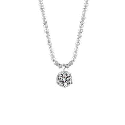 925 Sterling Silver Necklace Zircon Pendant Sparkling Necklace Clavicle Chain Women's Party Jewelry Gift