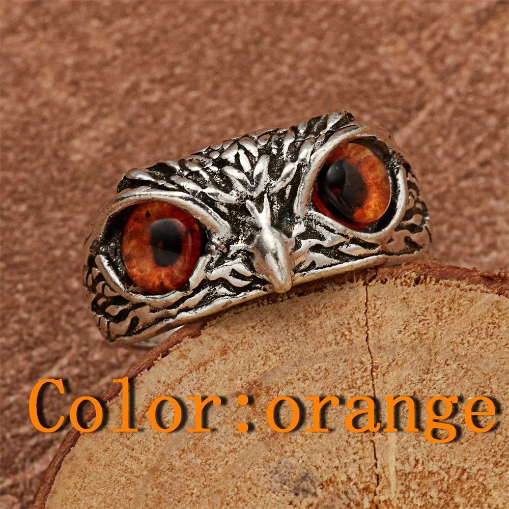 Rare Vintage Owl Carved Tibet Silver Ring for Men Cute Animals Youth Gothic Adjustable Fashion Women Jewelry Accessories Gift