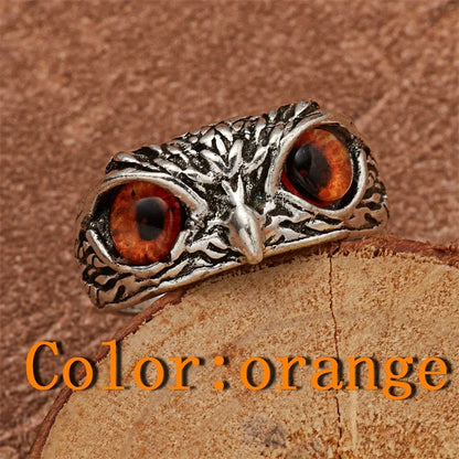 Rare Vintage Owl Carved Tibet Silver Ring for Men Cute Animals Youth Gothic Adjustable Fashion Women Jewelry Accessories Gift