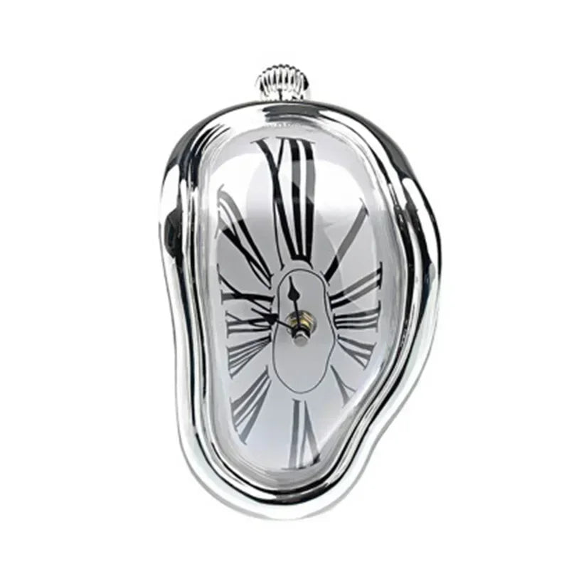2026 New Novel Surreal Melting Distorted Wall Clocks Surrealist Salvador Dali Style Wall Decororation Home Garden Clock - Sil
