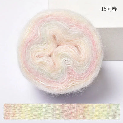 Crochet Yarn, 250M Gradient Colorful Mohair, Soft Velvet Cotton Blend, DIY Knitting Supplies, Hand Knitting Thread, Crochetin