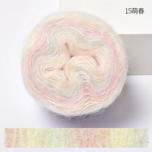 Crochet Yarn, 250M Gradient Colorful Mohair, Soft Velvet Cotton Blend, DIY Knitting Supplies, Hand Knitting Thread, Crochetin