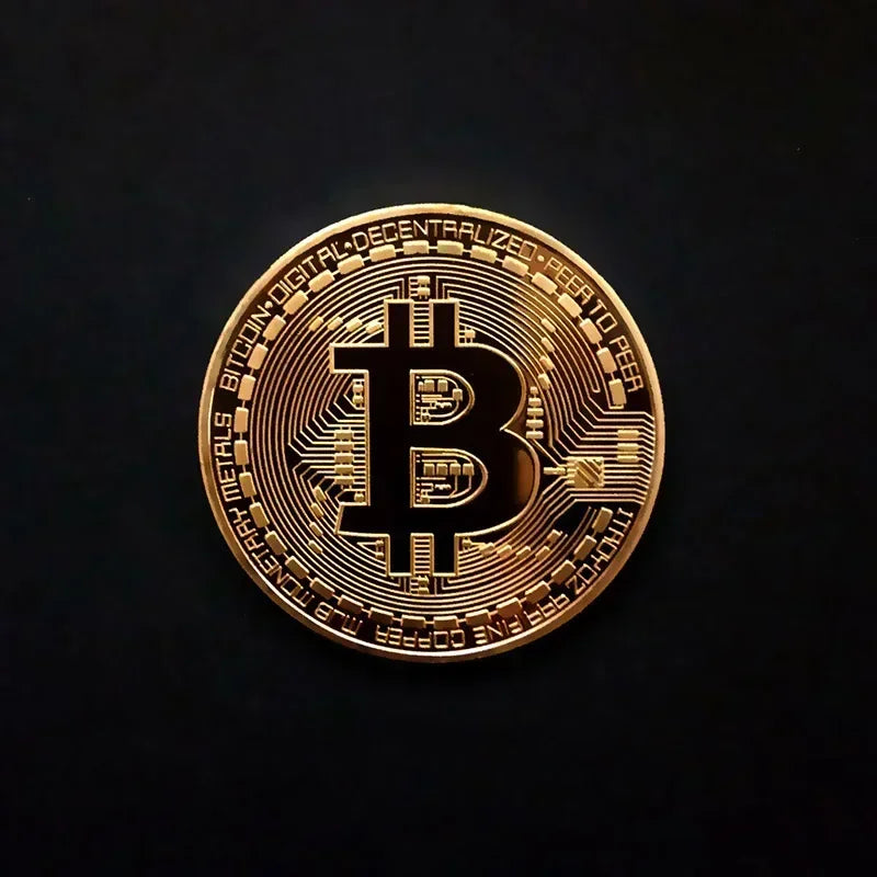 5pcs Gold Plated Casascius Art Collection Gift crypto Commemorative Physical Metal AntiqueImitation Bitcoin Coin Collectible 