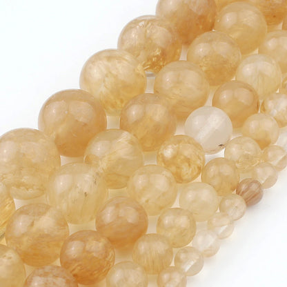 4-14mm Natural Black Volcanic Lava Stone Round Beads 15" Pick Size For Jewelry Making diy Bracelet - Citrine / 12mm 30pcs bea