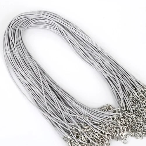 10Pcs/lot 1.5mm 2mm Adjustable Leather Cord Waxed Thread Rope Necklace Extender Chain Lobster Clasp DIY Jewelry Making Findin