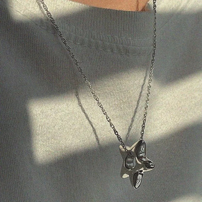 Simple Trendy Star Hollow Choker Necklace Pendant Neck Jewelry Accessories Women Men's Fashion Party Chain Necklace