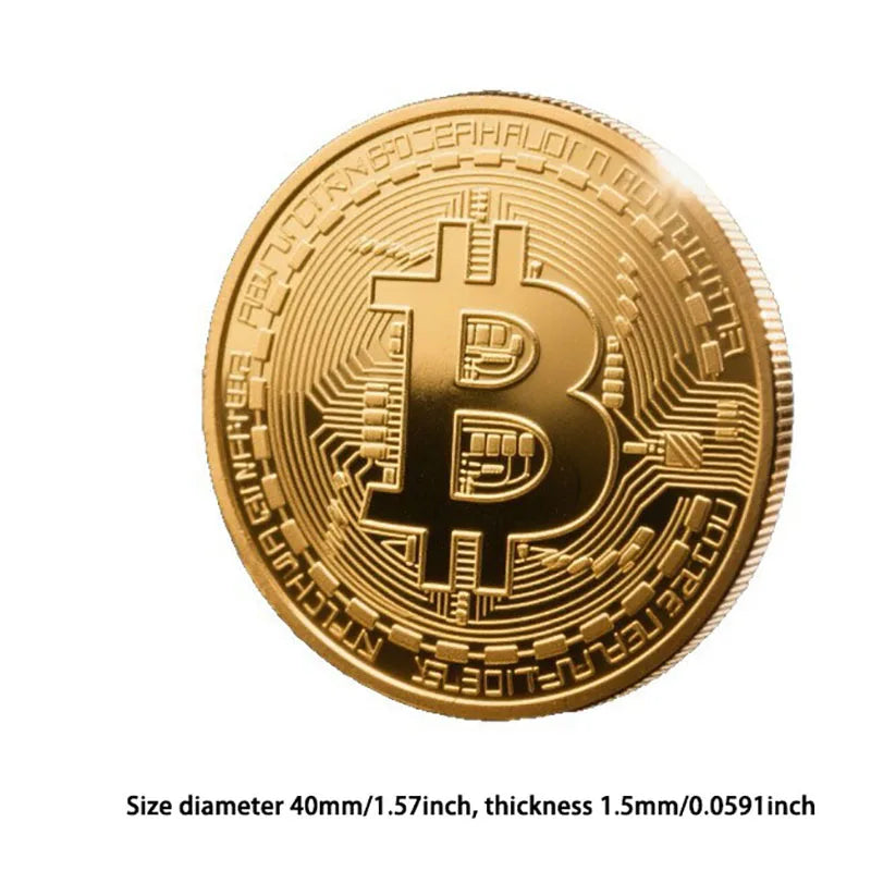 Gold Plated Bitcoin Coin Collectible Art Collection Gift Physical Commemorative Casascius Metal Antique Imitation Happy Birth