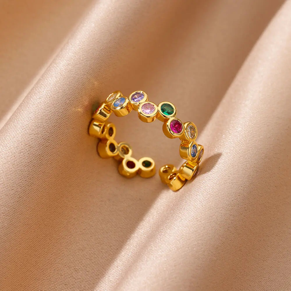 Zircon Geometric Heart Rings For Women Stainless Steel Gold Color Wedding Ring Luxury Aesthetic Jewlery Couple Gift 2025 - JZ