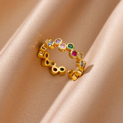 Zircon Geometric Heart Rings For Women Stainless Steel Gold Color Wedding Ring Luxury Aesthetic Jewlery Couple Gift 2025 - JZ