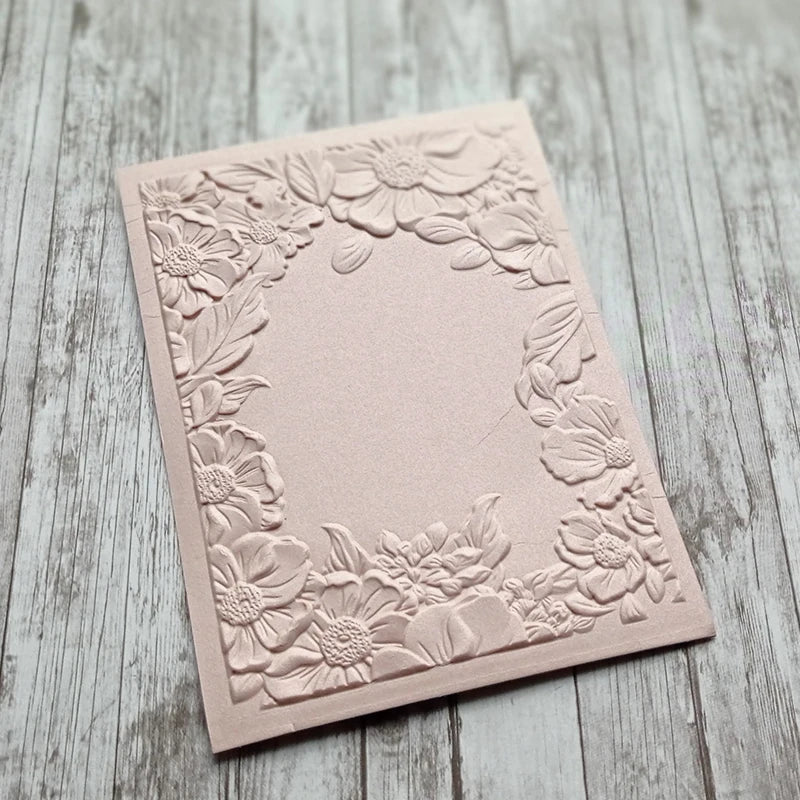 Elegant floral border 3D embossed folder texture pattern background DIY scrapbook craft supplies for embossing, template mold