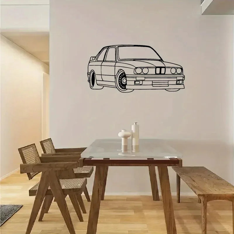 Art Deco Metal Wall Art - Vintage Car Silhouette Sculpture in 2D Abstract Style - Rustic Industrial Decor for Living Room