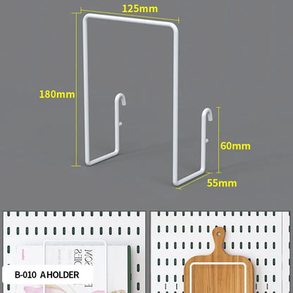 Home Office Pegboard Wall Storage Panel, PP Plastic Hole Board with Multi Hooks Shelf for Study Desk Stationery, Black White 