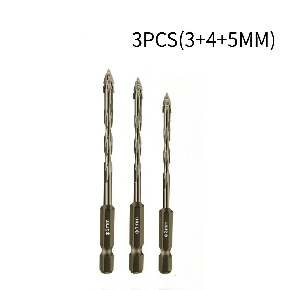 High-Four-Edged Serrated Eccentric Drill for Dry Drilling of Ceramic Tiles, Glass, Marble, Concrete, Stainless Steel Drill Bi