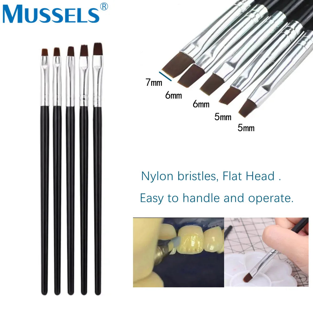 5Pcs Dental Resin Brush Pens Silicone Shaping Nails Art for Adhesive Composite Porcelain Teeth Dentist Tools Lab DIY Paint Li