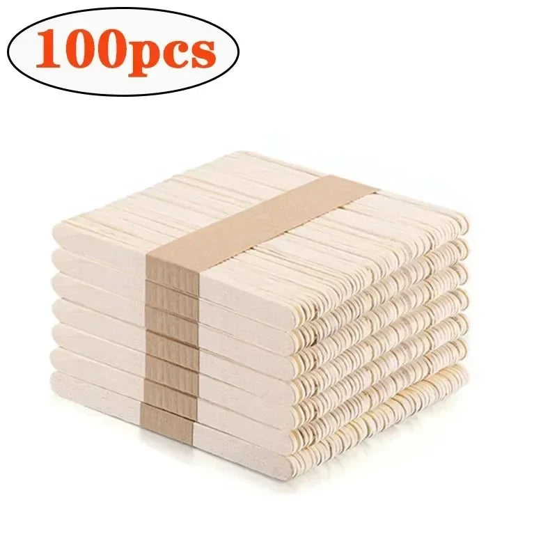 100pcs Ice Cream Popsicle Sticks Wooden Sticks Ice Cream Spoon Hand Crafts Art Ice Cream Lolly Cake Tools DIY Wooden Sticks -