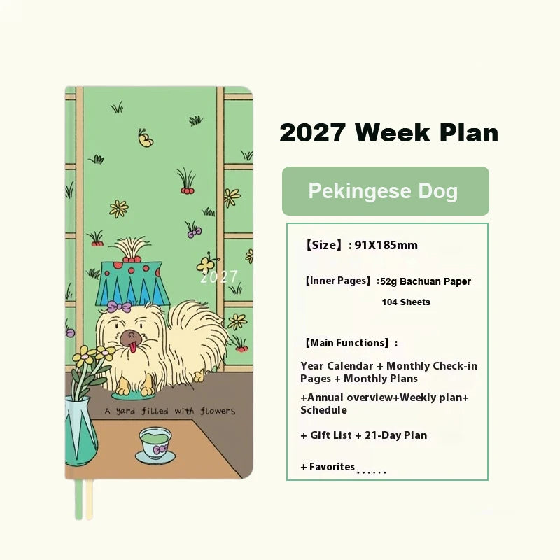 Kinbor 2027 Weekly Planner Pocket Size Notebook Week Plan Notepad Schedule Planning Book Punch Efficiency Manual Daily Writin