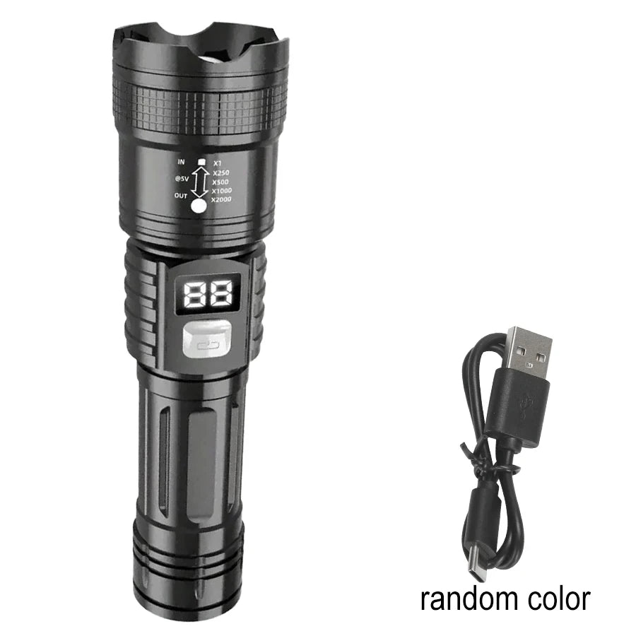 100000LM Super Bright Flashlight Rechargeable LED Torch Long Range Tactical Lamp for Outdoor Waterproof Camping Fishing Lante