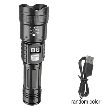 100000LM Super Bright Flashlight Rechargeable LED Torch Long Range Tactical Lamp for Outdoor Waterproof Camping Fishing Lante