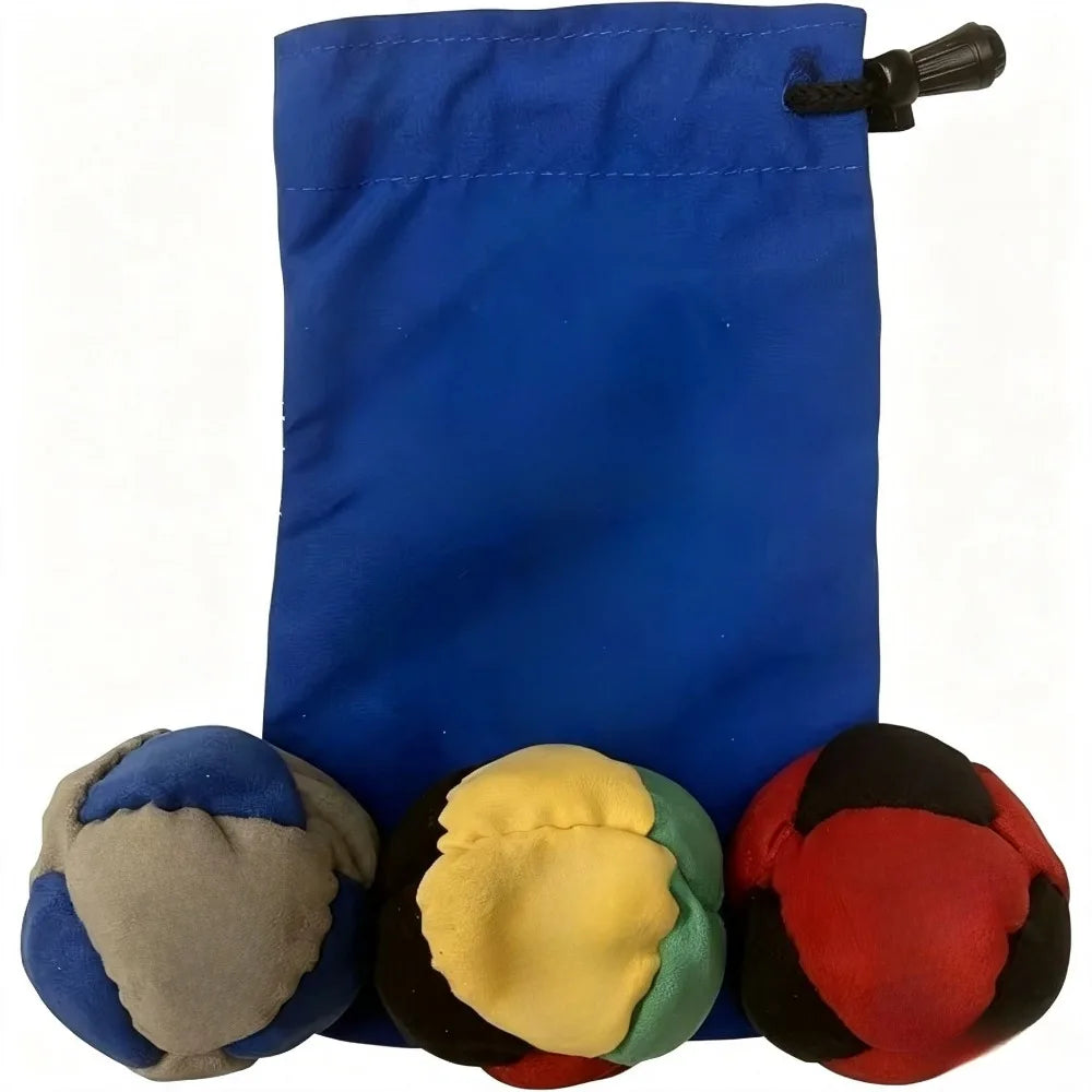 Classic Footbag Hacky Sack 3-Pack with Carry Pouch,Sand-Filled 8-Panel Synthetic Suede Footbag Set for Beginners &Player - 3p