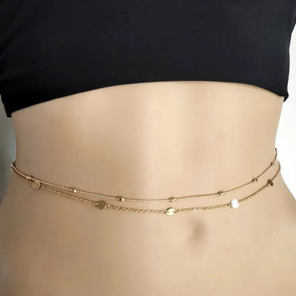 New Fashion Sexy Double Layer Pearl Chain for Women Waist Bead Belly Chain Belly Belt Summer Beach Body Jewelry Festival Gift