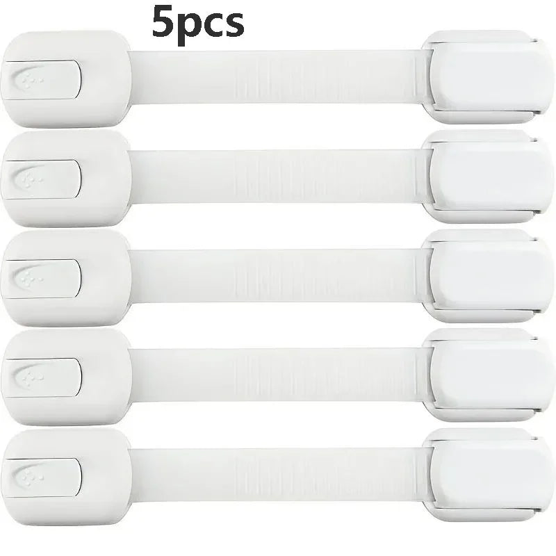 Baby Safety Lock Drawer Child Safety Cabinet Locks Adhesive Cabinet Drawer Door Latches Baby Safe Straps - 5PCS