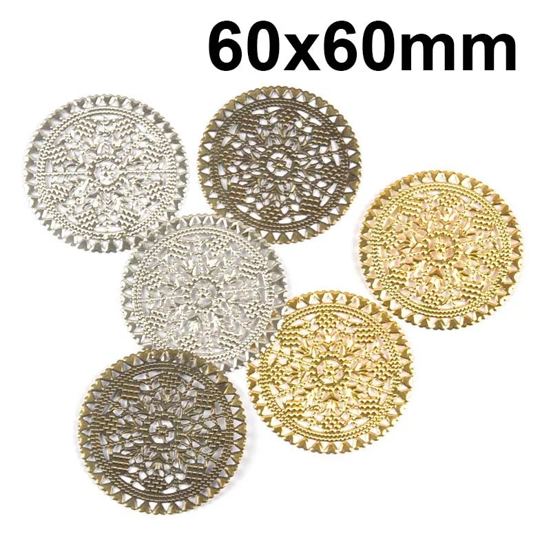 Round Flowers Filigree Wraps Connectors Metal Crafts Supplies For DIY Jewelry Accessories Findings Making Scrapbook Home Deco