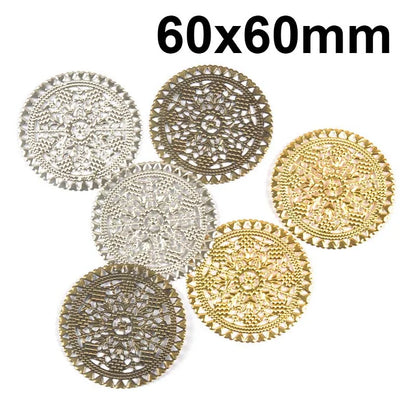 Round Flowers Filigree Wraps Connectors Metal Crafts Supplies For DIY Jewelry Accessories Findings Making Scrapbook Home Deco