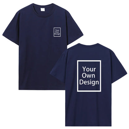 Custom Cotton Customized Print Short Sleeve T Shirt Summer Tops Tees DIY Your Like Photo Or Logo Cotton T-shirt Men Clothing 