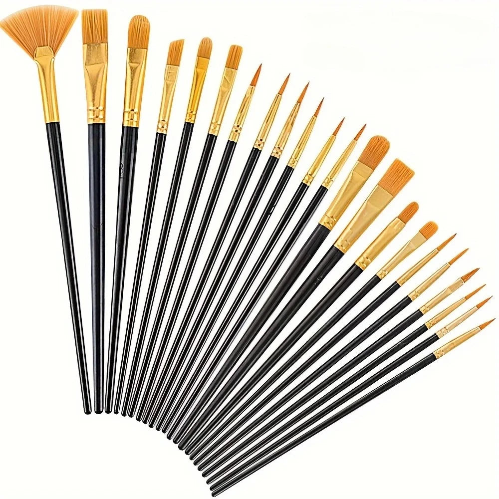 22/12/10 pcs Brush Set Plastic brush for acrylic, watercolor, oil painting for canvas, fabric and paper crafts painting suppl