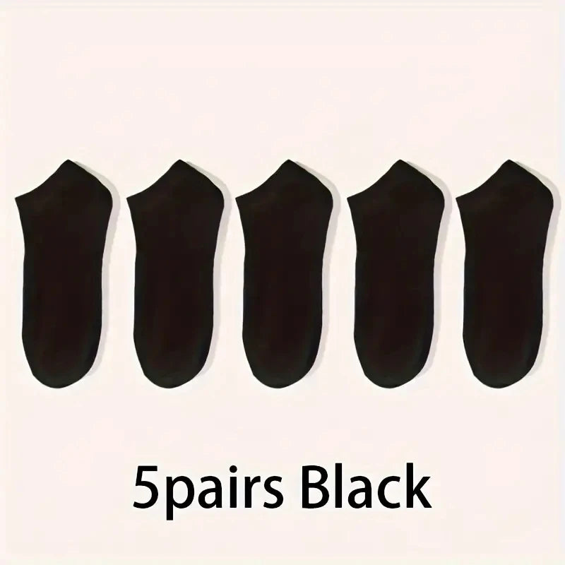 5/10-Pack Unisex Comfort-Fit Ankle Socks For All, Breathable & Lightweight - Ideal For Sports & Daily Wear - 5pairs Black