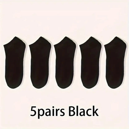 5/10-Pack Unisex Comfort-Fit Ankle Socks For All, Breathable & Lightweight - Ideal For Sports & Daily Wear - 5pairs Black